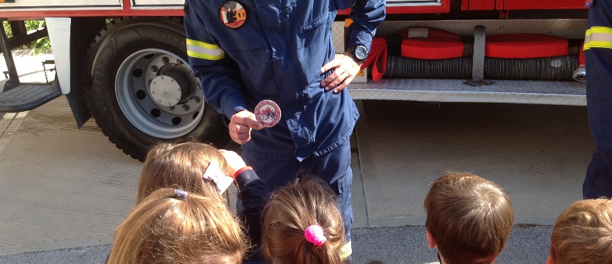 Pre-K students meet the Ekali Volunteer Firefighters