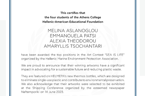 IB DP Year 1 students win Visual Arts Competition "Sea is Life!" - HELMEPA