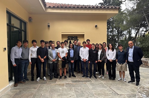 Academician Stamatis Krimizis delivers speech to Athens College High School Space & Astronomy Club students